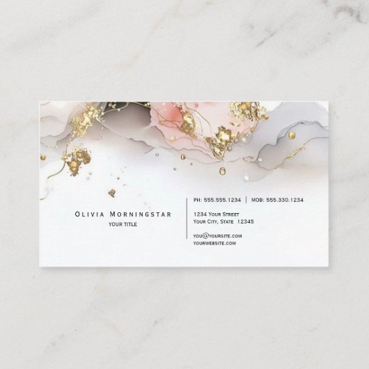 Stunning Pink Blush Ultra Liquid Alcohol Ink 名刺 (裏面)