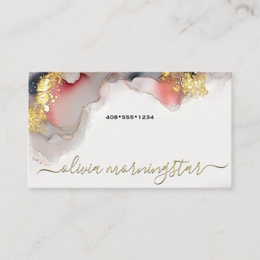 Stunning Pink Blush Ultra Liquid Alcohol Ink 名刺 (正面)