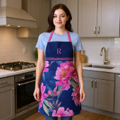 Stunning Pink Floral Bloom Monogrammed エプロン