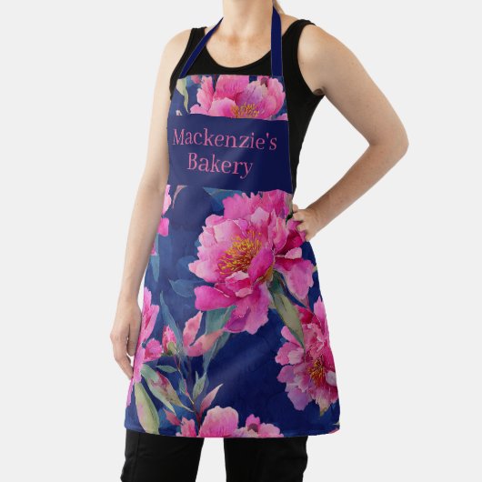 Stunning Pink Floral Bloom Personalized エプロン (インサイチュ)