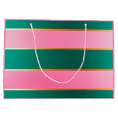 Stunning Pink & Green Modern Stripes  ラージペーパーバッグ (裏面)