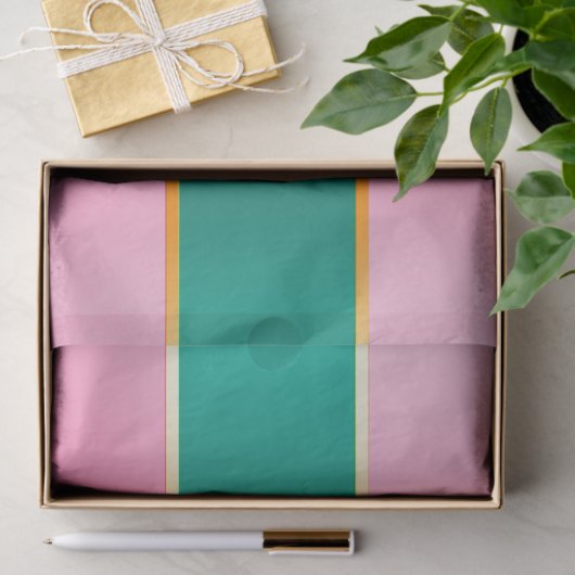 Stunning Pink & Green Modern Stripes 薄葉紙 (ギフト)