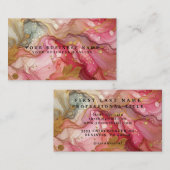 Stunning Pretty Pink & Gold Alcohol Ink Watercolor 名刺 (正面/裏面)