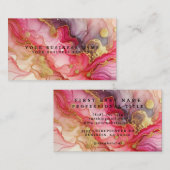 Stunning Pretty Pink & Gold Alcohol Ink Watercolor 名刺 (正面/裏面)