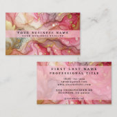 Stunning Pretty Pink & Gold Alcohol Ink Watercolor 名刺 (正面/裏面)