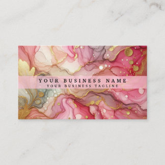 Stunning Pretty Pink & Gold Alcohol Ink Watercolor 名刺