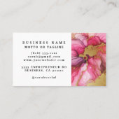 Stunning Pretty Pink & Gold Alcohol Ink Watercolor 名刺 (裏面)