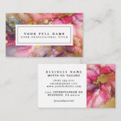 Stunning Pretty Pink & Gold Alcohol Ink Watercolor 名刺 (正面/裏面)