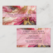 Stunning Pretty Pink & Gold Alcohol Ink Watercolor 名刺 (正面/裏面)