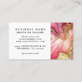 Stunning Pretty Pink & Gold Alcohol Ink Watercolor 名刺 (裏面)