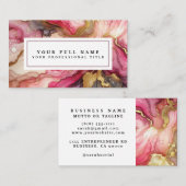 Stunning Pretty Pink & Gold Alcohol Ink Watercolor 名刺 (正面/裏面)