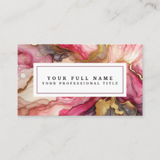 Stunning Pretty Pink & Gold Alcohol Ink Watercolor 名刺