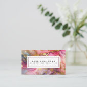 Stunning Pretty Pink & Gold Alcohol Ink Watercolor 名刺 (スタンド正面)