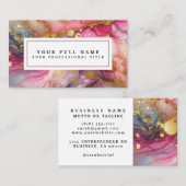 Stunning Pretty Pink & Gold Alcohol Ink Watercolor 名刺 (正面/裏面)