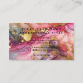 Stunning Pretty Pink & Gold Alcohol Ink Watercolor 名刺 (裏面)