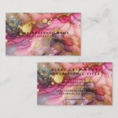 Stunning Pretty Pink & Gold Alcohol Ink Watercolor 名刺 (正面/裏面)