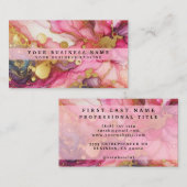 Stunning Pretty Pink & Gold Alcohol Ink Watercolor 名刺 (正面/裏面)