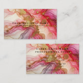Stunning Pretty Pink & Gold Alcohol Ink Watercolor 名刺 (正面/裏面)