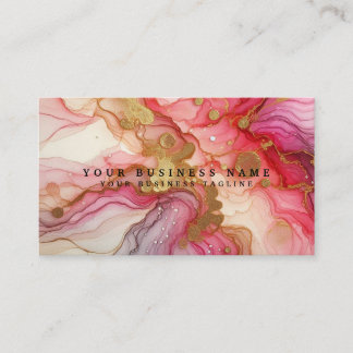 Stunning Pretty Pink & Gold Alcohol Ink Watercolor 名刺