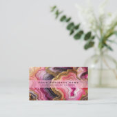 Stunning Pretty Pink & Gold Geode Watercolor 名刺 (スタンド正面)