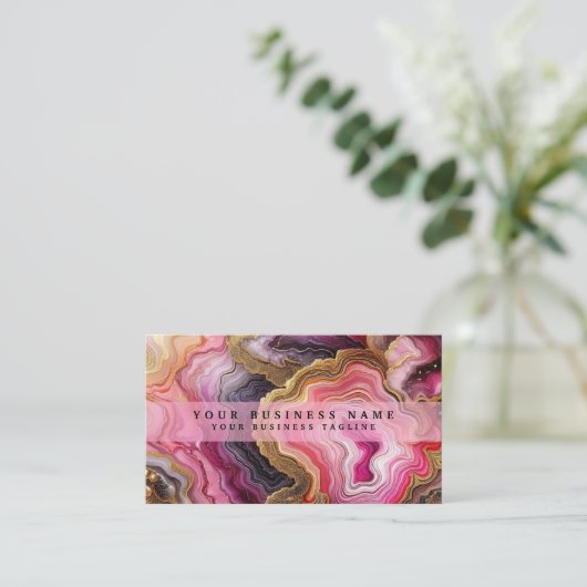 Stunning Pretty Pink & Gold Geode Watercolor 名刺 (スタンド正面)