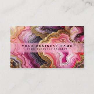 Stunning Pretty Pink & Gold Geode Watercolor 名刺