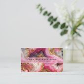 Stunning Pretty Pink & Gold Geode Watercolor 名刺 (スタンド正面)