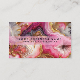 Stunning Pretty Pink & Gold Geode Watercolor 名刺