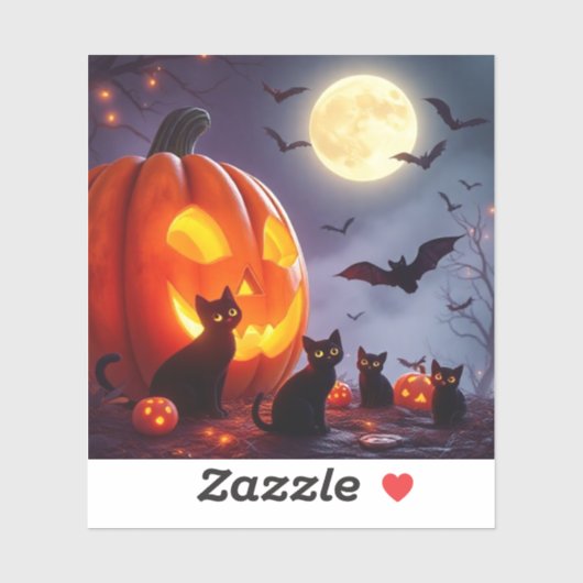 Stunning Pumpkin – Glowing Cats, Bats, Moon Magic シール (シート)