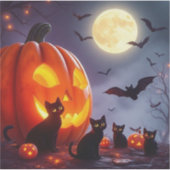 Stunning Pumpkin – Glowing Cats, Bats, Moon Magic シール (正面)