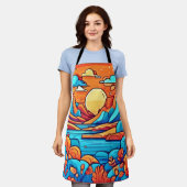 Stunning Rainbow Cartoonish Forest エプロン (着用した状態)