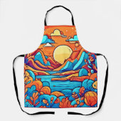 Stunning Rainbow Cartoonish Forest エプロン (正面)