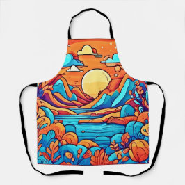 Stunning Rainbow Cartoonish Forest エプロン