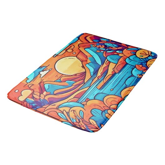 Stunning Rainbow Cartoonish Forest バスマット (アングル)