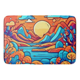 Stunning Rainbow Cartoonish Forest バスマット