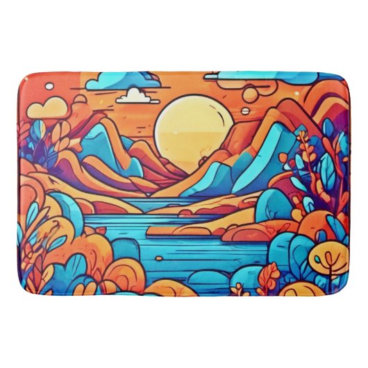 Stunning Rainbow Cartoonish Forest バスマット (正面)