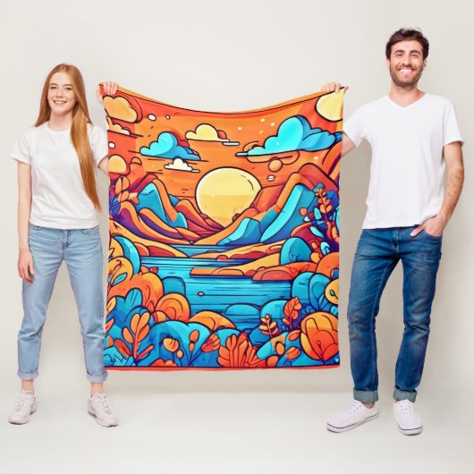 Stunning Rainbow Cartoonish Forest フリースブランケット (インサイチュ)