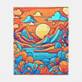 Stunning Rainbow Cartoonish Forest フリースブランケット (正面)