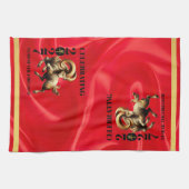 Stunning Red Gold Chinese Year of Fire Goat 2027 キッチンタオル (横)