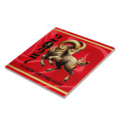 Stunning Red Gold Chinese Year of Fire Goat 2027 タイル (側面)