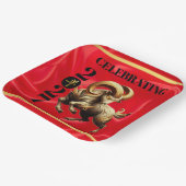 Stunning Red Gold Chinese Year of Fire Goat 2027 ペーパープレート (傾斜あり)