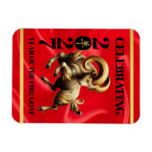 Stunning Red Gold Chinese Year of Fire Goat 2027 マグネット (横)