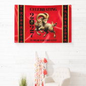 Stunning Red Gold Chinese Year of Fire Goat 2027 横断幕 (インサイチュ)