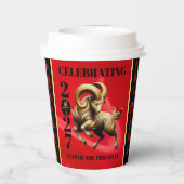 Stunning Red Gold Chinese Year of Fire Goat 2027 紙コップ (裏面)