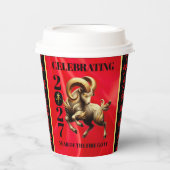 Stunning Red Gold Chinese Year of Fire Goat 2027 紙コップ (正面)