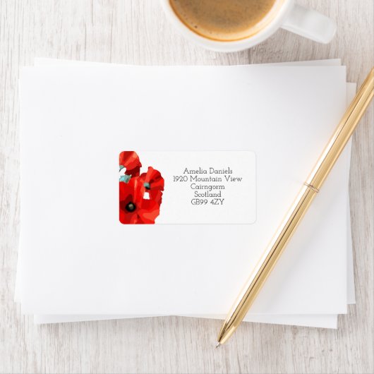 Stunning Red Poppy Return Address ラベル (インサイチュ)