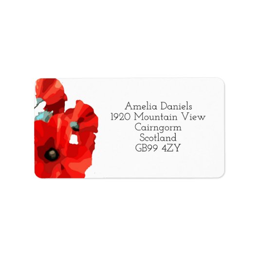 Stunning Red Poppy  Return Address ラベル (正面)