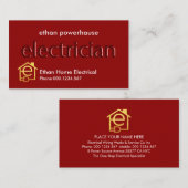 Stunning Red Translucent Electrician Signage 名刺 (正面/裏面)