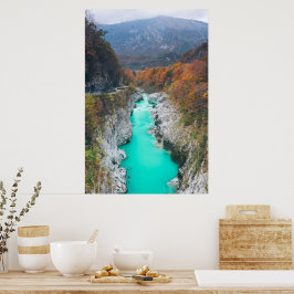 Stunning river Soča Napolen bridge, Slovenia ポスター