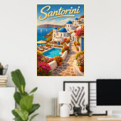 Stunning Santorini - Vintage Travel Poster ポスター (ホームオフィス)